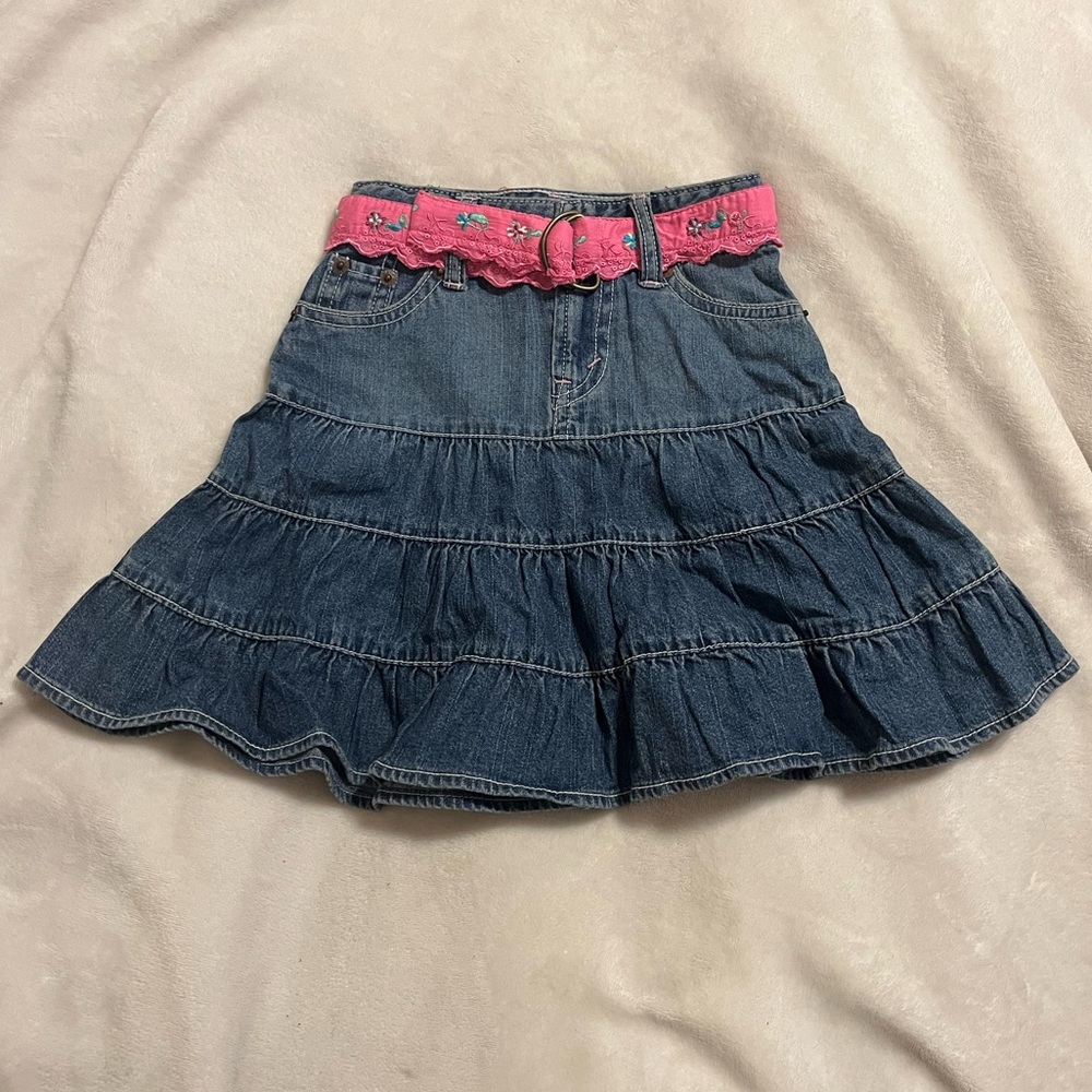 Levi’s Jeans For Girls Skirt with Pink Belt Adjustable Waist Size 2T